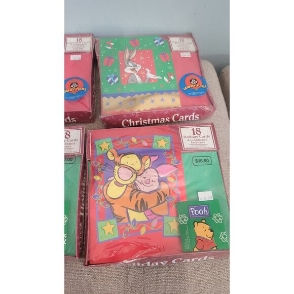 Vintage 1999 Cleo Disney Winnie the Pooh & Looney Tunes Christmas Cards NWT - Picture 13 of 16